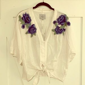 Rails - Thea Top in Blue Rose Embroidery.